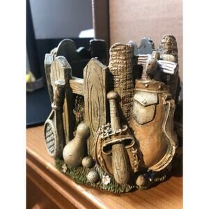 Vintage TCR sportsman candle holder, ceramic sports theme
